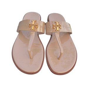 Tory Burch Patent Mini Everly Flat Sandal Nude